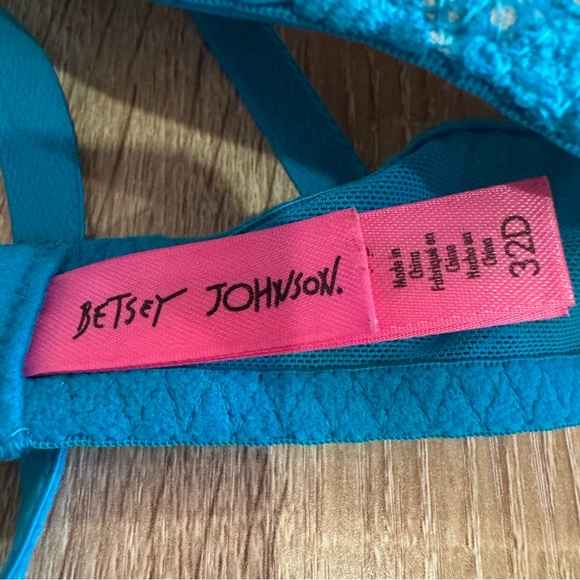 Betsey Johnson Teal Lace Bra 32D - Picture 2 of 2